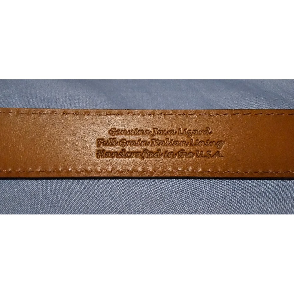 Trafalgar Handmade USA Men's Java Lizard Size 38 Italian Leather Two Buckles - Picture 4 of 4